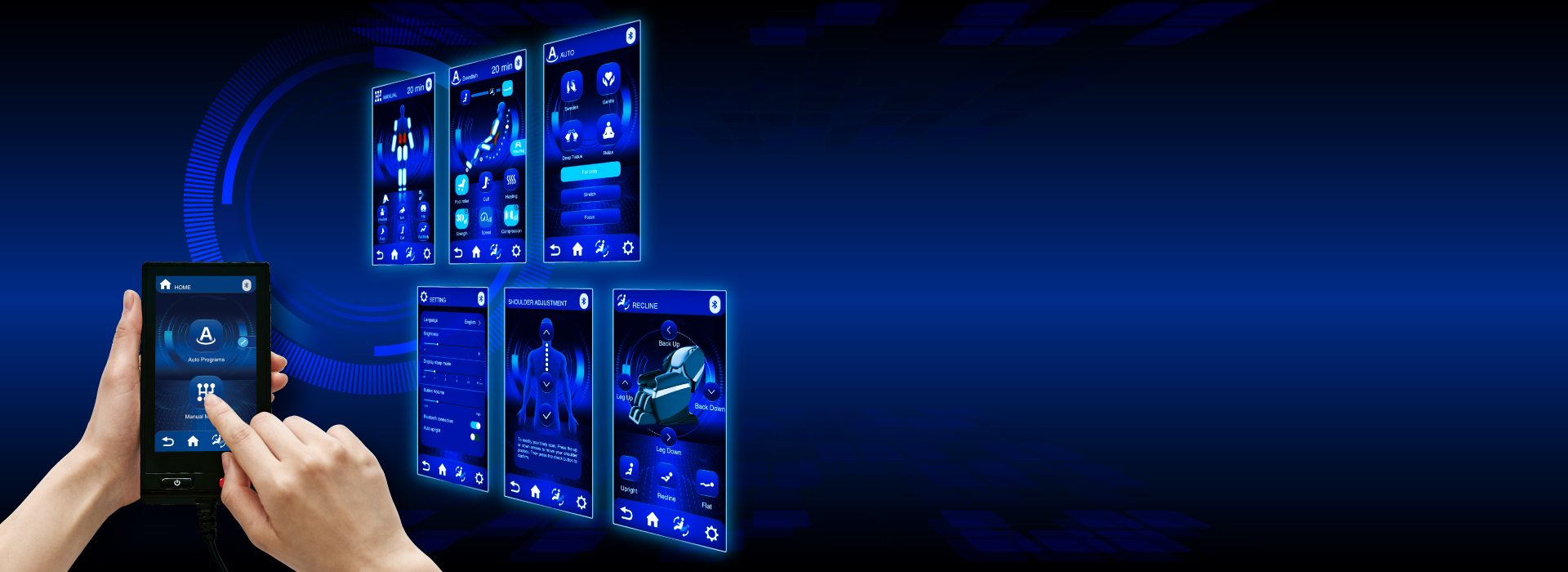 Simple control with a 5-inch panel and 12 automatic courses