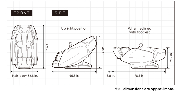 Fujiiryoki MR8000 CYBER-RELAX PRO dimensions diagram